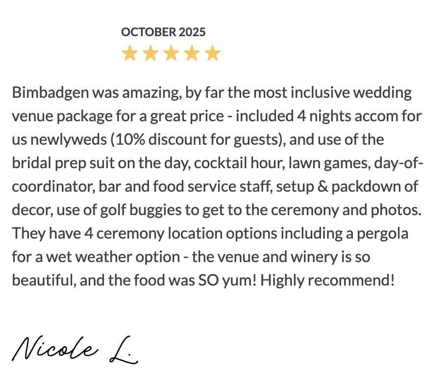 Five-star Easy Weddings review from Nicole L.